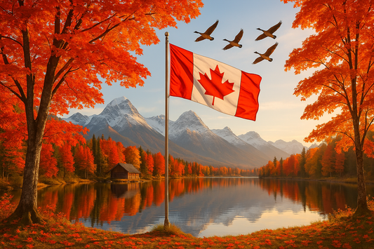 Canada Flag on a lake